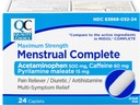 Quality Choice Menstrual Komplett Max Styrke Periode smertelindring, 500 mg Acetaminophen, 60 mg koffein, 15 mg Pyrylamin Maleate, Cramps, Bloating, hodepine. 24 greve.