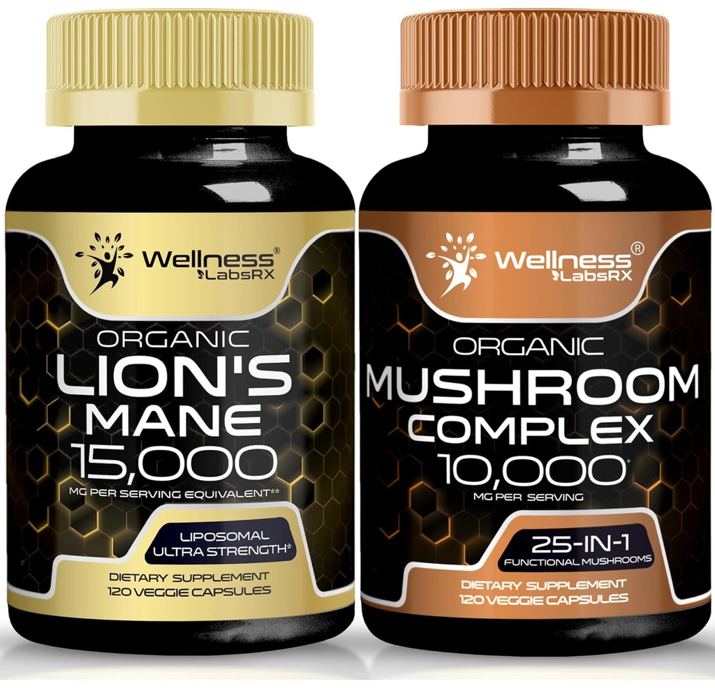 WELLNESS LABSRX Lions Mane Supplement Kapsler og Mushroom Capsules