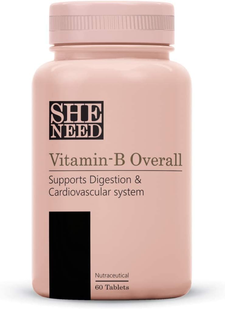 Vitamin-B totalkompleks med vitamin B1,B2,B3,B5,B6,B7,B9, B12 med VIT-C for energi, vakkert hår | Hud og negler Digestion | Nurtify sunn funksjon for menn og kvinner | 60 Veg Tabletter