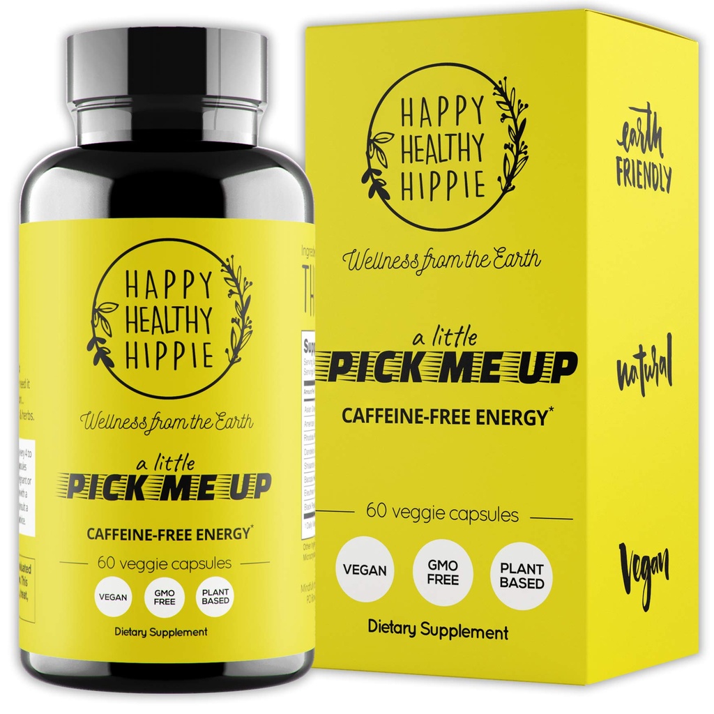 Naturlig energipiller – koffeinfri – metabolisme, mental booster – med Rhodiola Rosea, Dandelion Root, Bacopa, Ginseng Extract – 7 urter og absorpsjon Enhancering Piperine – Vegansk, ikke-GMO, 60 Ct