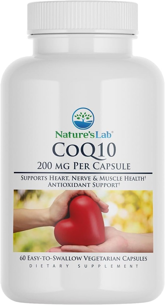 Naturens Lab CoQ10 200mg ernæringstilskudd - støtter hjerte, nerve og muskel helse * - 60 greve (2 måneders forsyning)