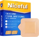 Silikonskum kjole 3x3 i (7.5x7.5cm), høy absorbens seng Sore Bandages sår omsorg kjole, vanntett silikon bandasjer for sensitive hudsår omsorg(10 stk)