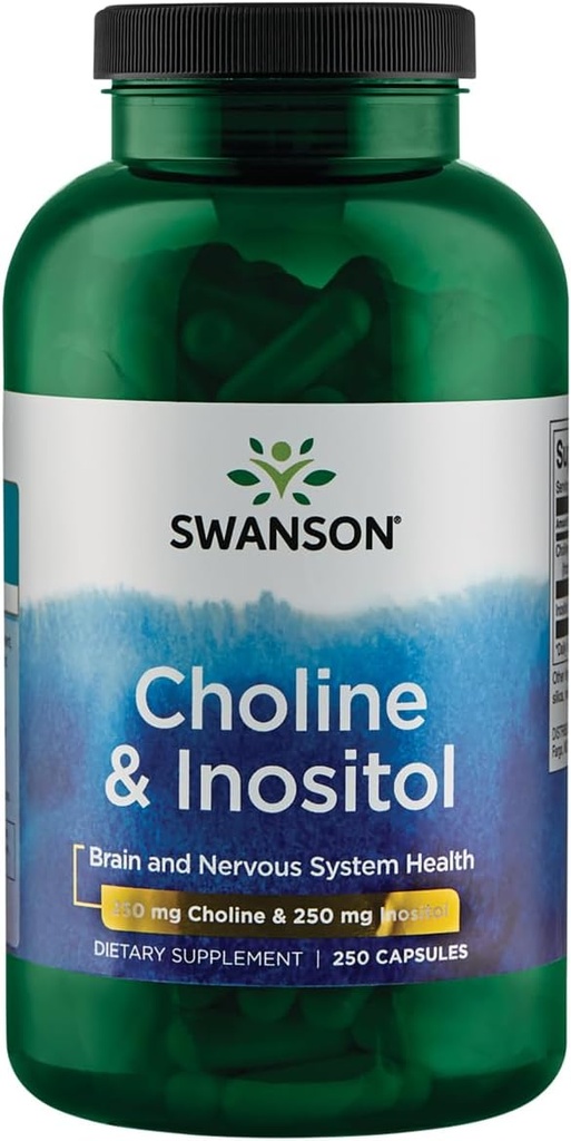 Swanson Choline & Inositol Nerve Støtte Mental funksjon 250/250 Milligrams 250 Kapsler