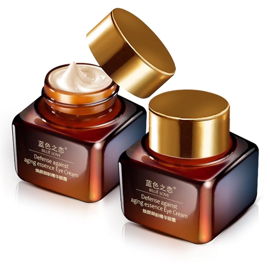 BLUE LOVE 2PCS Anti-Aging Eye Cream - Reduserer mørke sirkler og puffiness Under-Eye poser - Moisturizing & Fast-Absorbing Wrinkle behandling for menn og kvinner