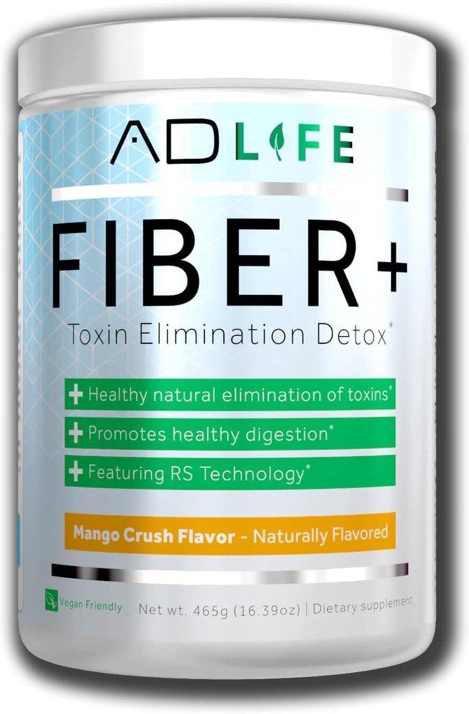 Prosjekt AD Fiber + Vegan Fiber Supplement pulver, støtter Gut helse og digestiv regelmessighet (Mango, 16.4 oz)