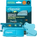 Cliganic Mosquito Repellent Pack (2 Wristbands + 4 Refill Pellets) - Justerbar, naturlig DEET-fri, essensiell olje infisert