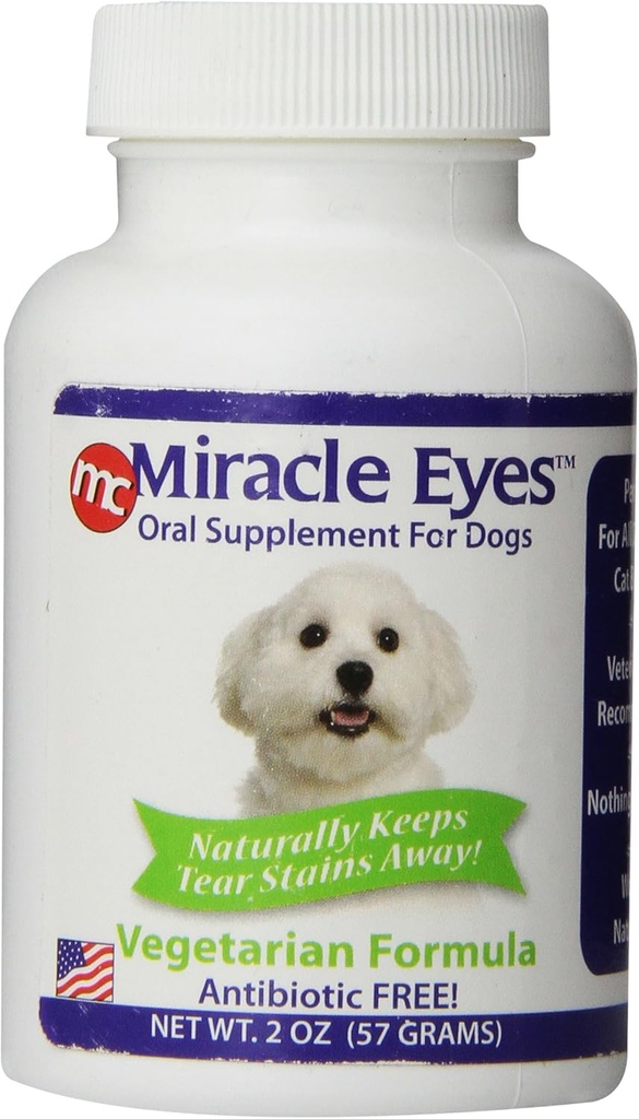 Mirakelpleie Miracle Eyes Oralt Supplement for hunder, 2 Ounce, Probiotika for å redusere tear Stains, Vegetarisk, Antibiotisk