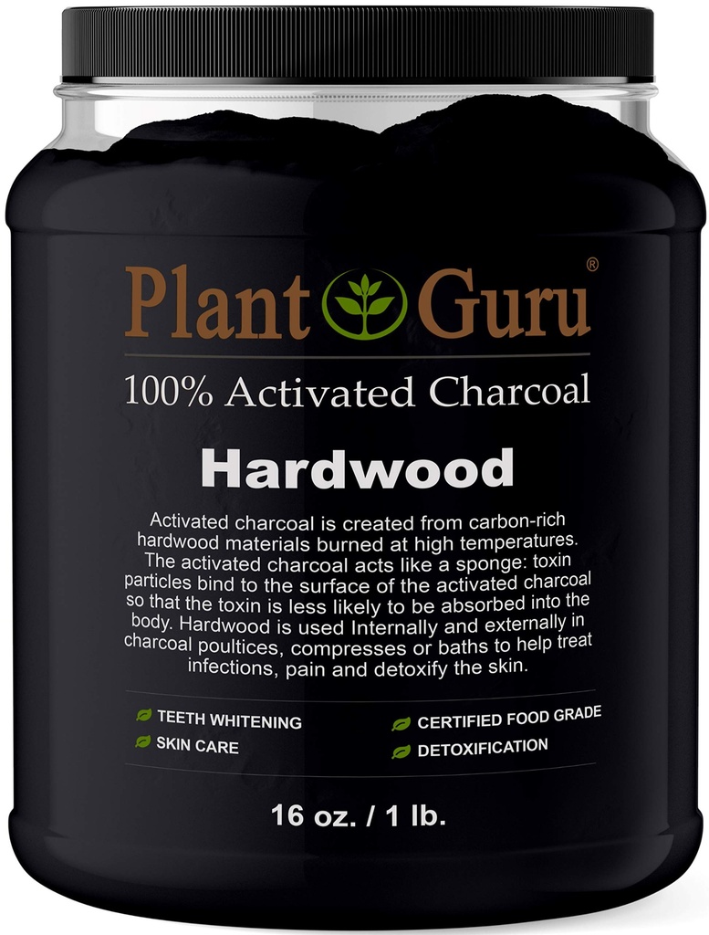 Aktivert Charcoal Powder Bulk - 1 lb. Jar - Hardwood - Food Grade Kosher Non-GMO - Tannbleking, Ansiktsmaske og Soap Making. Fremmer naturlig avgiftning og hjelper Digestion