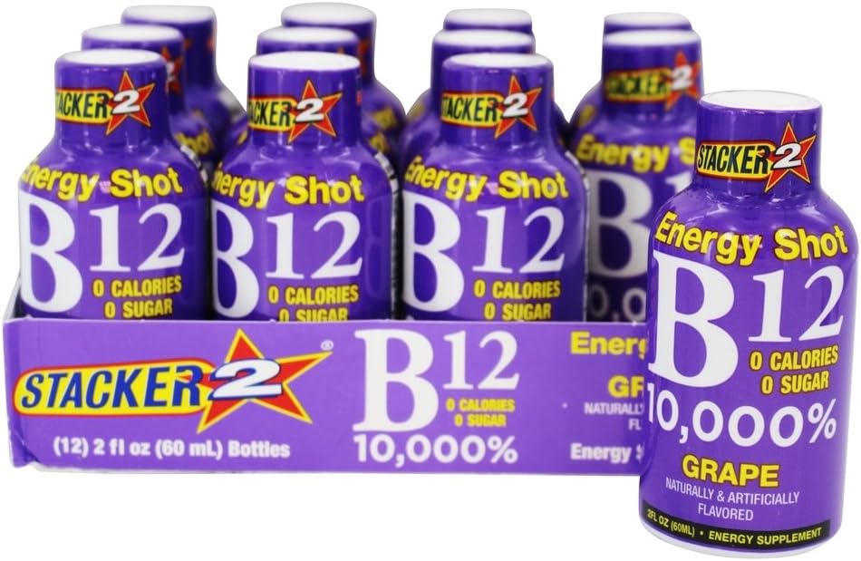 Stacker 2 Grape B12 Energi Shot, 2oz (12 Pack)