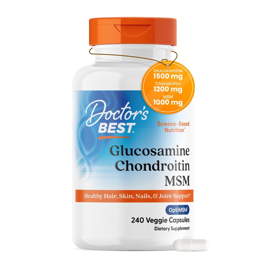 Legens beste glukosamin Chondroitin Msm med OptiMSM Capsules, støtter sunn felles struktur, funksjon & komfort, ikke-GMO, glutenfri, soya fri, 240 tall (Pack of 1)