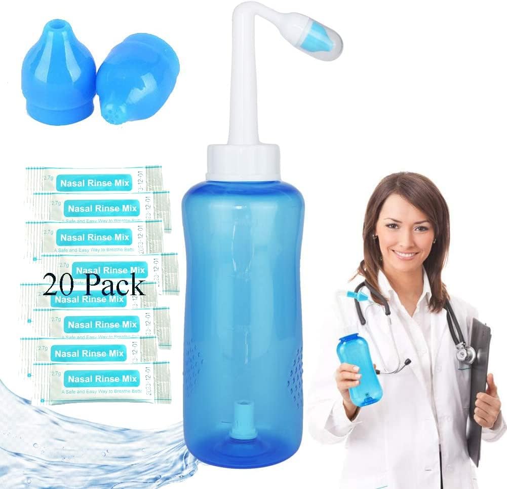 Nasal Vaskeflaske, Sinus renseflaske Nese Vaske Cleaner 300ml Nasal Vaskeflaske Pott enhet Nasal Irrigasjon - Nese Care og Moisturizing for voksne og barn (1)
