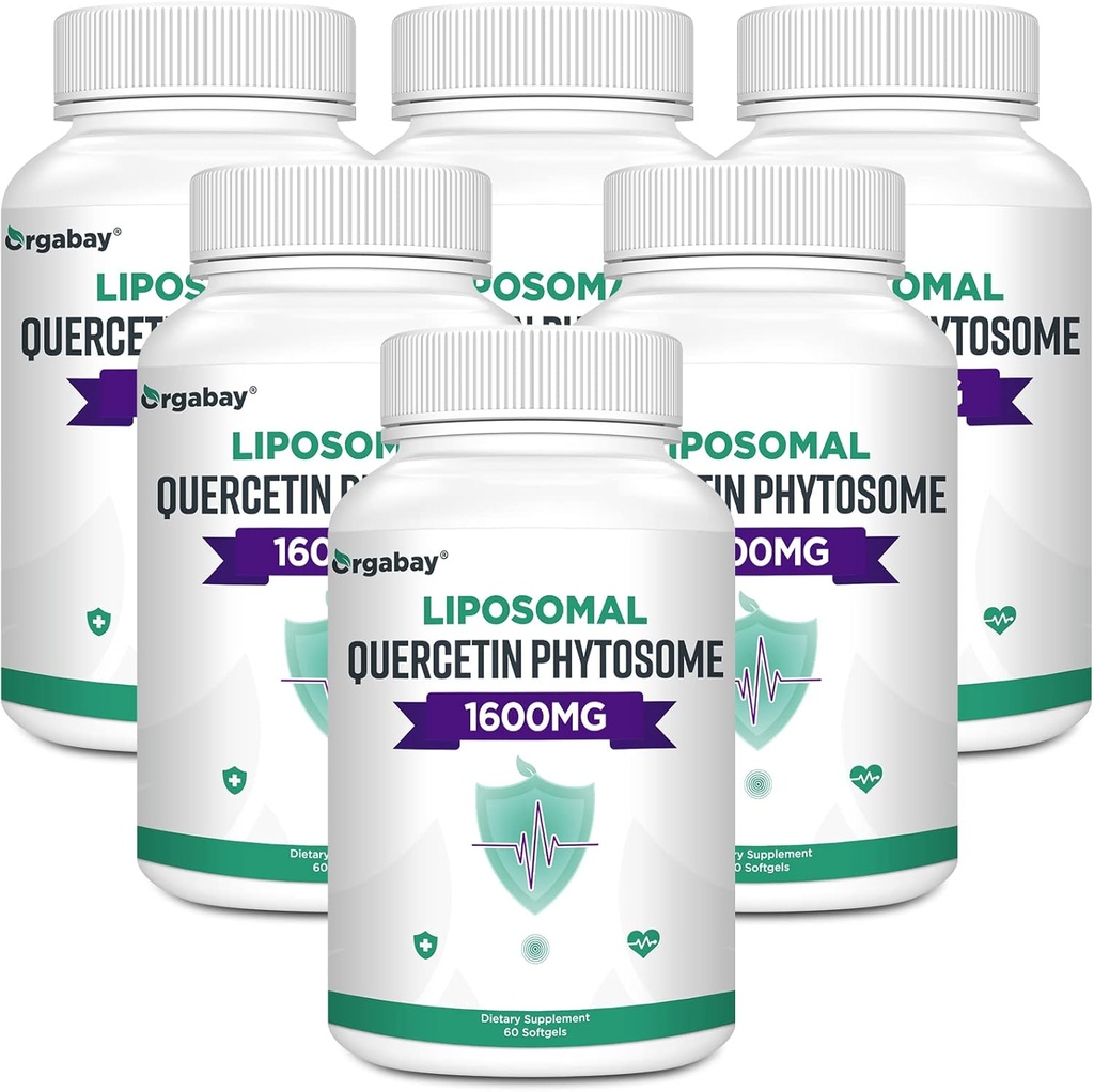 Orgabay Liposomal Quercetin Phytosom 1600 mg, Bromelain 200 mg,Zinc 30mg,Vitamin C Turmeric 40 mg, Høyeste absorpsjon, Quercetin Complex, 360 Softgels