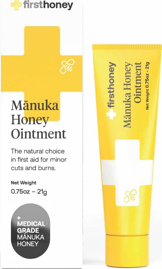 First HONEY Manuka Sår Ointment [.75oz - 21g] | Hurtig sår Repair Gel | Rask lindring for hud og brenner | Manuka Honning fra New Zealand | Antibiotiske gratis Burn Care, Scar Gel, Dressing Aid