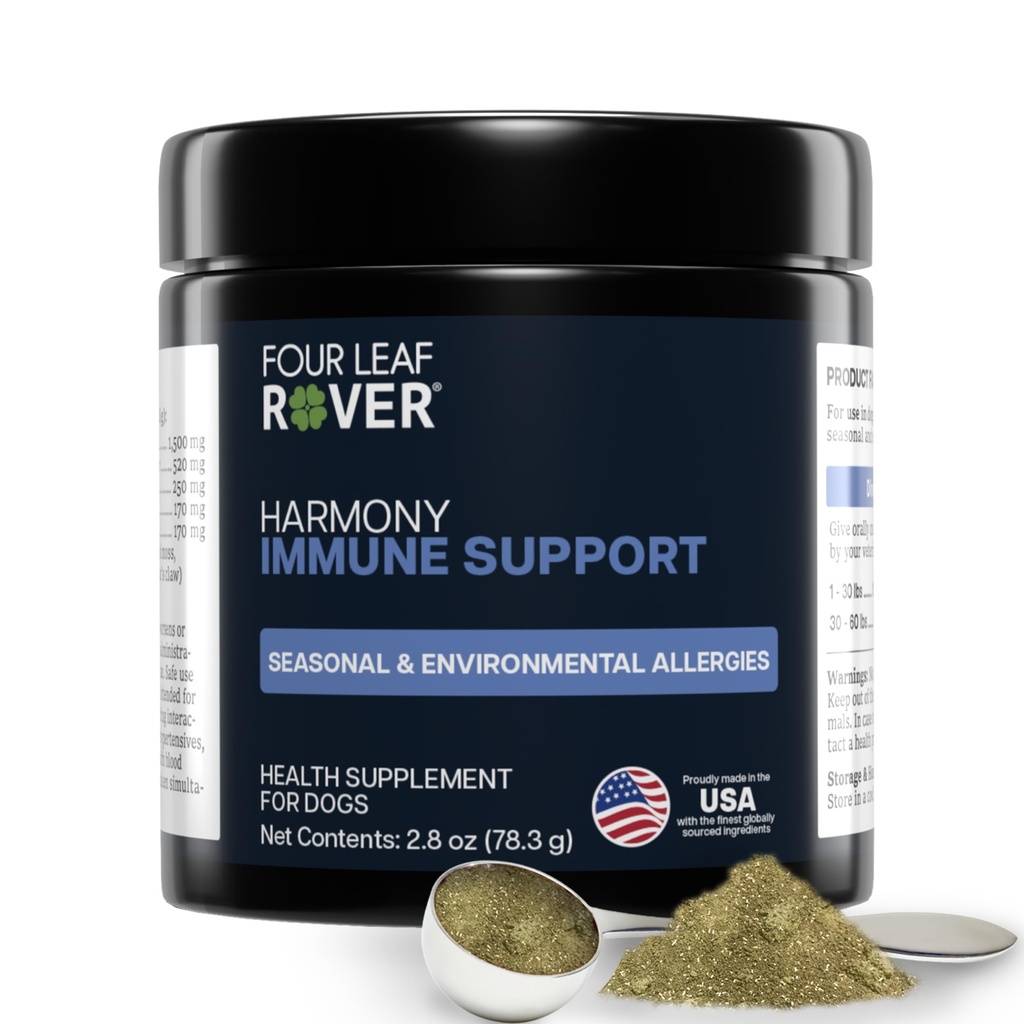 Harmony - Hud & Coat Supplement med Quercetin for hunder - Balansert Histamin støtte for sesong- og miljøallergier - Veterinærformulert