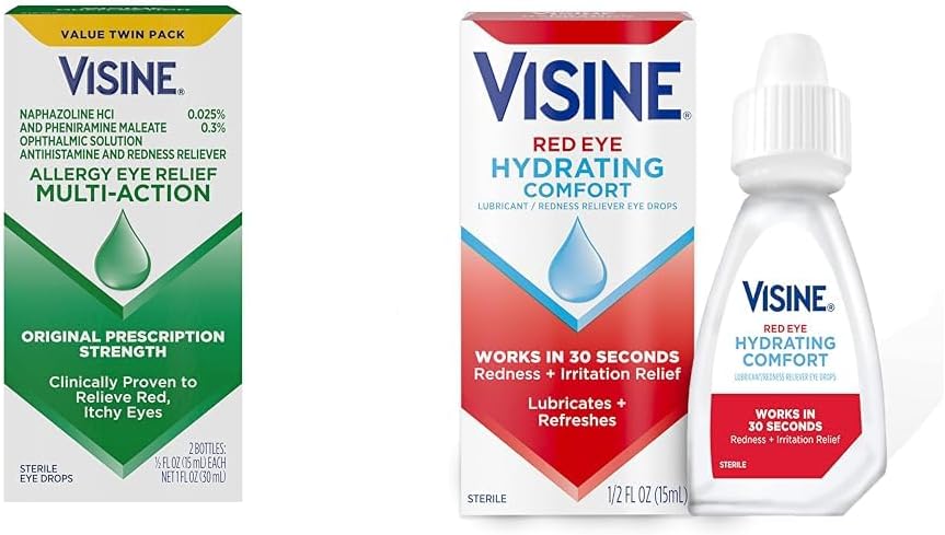 Visine Allergy Øye Red Eye Hydrating Comfort drops, 0,5 fl. oz (Pack of 2)