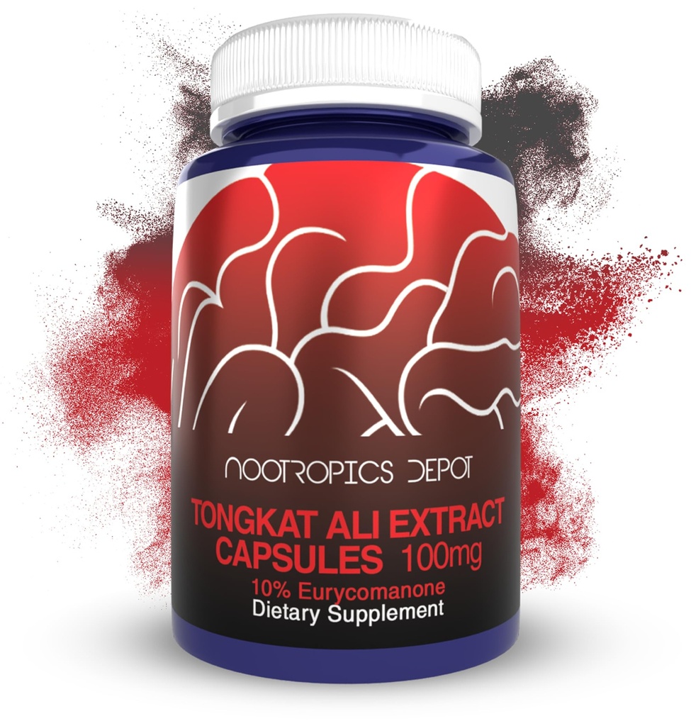 Nootropics Depot Tongkat Ali Extract Capsules | 100mg | 60 greve | 10% Eurycomanone by HPTLC | Eurycoma longifolia Root Extract