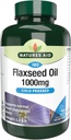 Natures Aid Flaksfrø Olje 1000 mg kaldt presset (Omega 3, 6 + 9) 180 caps. Passer til vegetarianere.