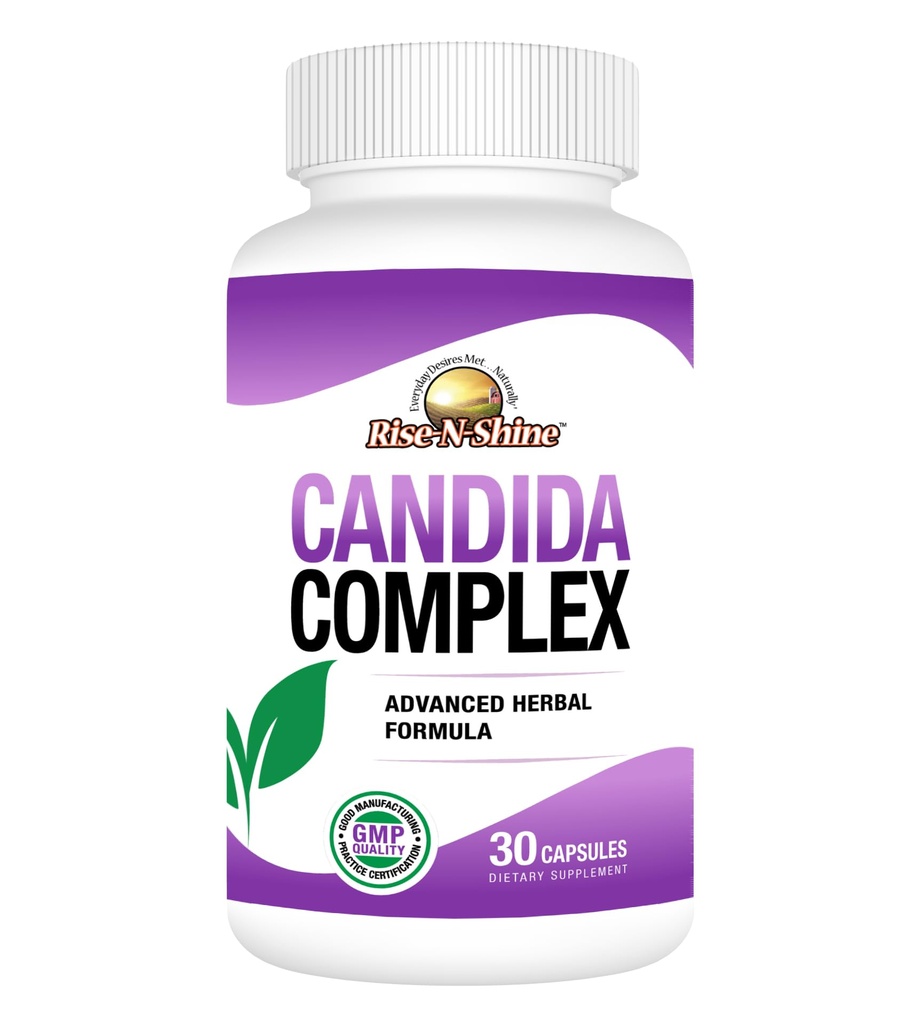 Rise-N-Shine Candida Complex Kapsler Støtte for normal Candida nivåer med Oregano, Caprylsyre, Reishi Mushrooms og mer 30 greve