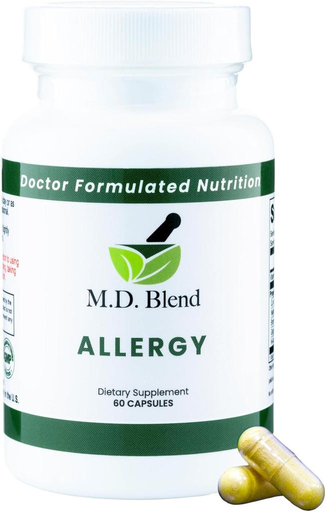 Allergi - omfattende støtte for sesongallergier og pustende velvære - naturlige ingredienser - Quercetin, Nettle Root, Bromelain, N-Acetyl L-Cysteine - 60 kapsler