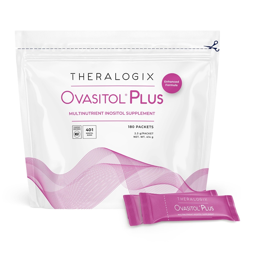 Theralogix Ovasitol Plus Metabolic Health Supplement - Myo-Inositol & D-Chiro Inositol+Chromium Picolinat+Alfa-laktalbumin & vitamin D - 90-dagers Supply - Uslavored - 180 greve