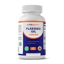 Vitamatic Flaksfrø Olje 1200 mg – 120 Softgels Kaldpresset Flaksfrøolje med 675 mg ALA Omega-3 – støtter hjertehelse og total velvære
