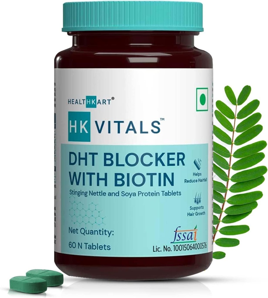 QURA DHT Blocker med Biotin, Sting Nettle og Soya Protein, bidrar til å redusere hårfall, stimulerer hårvekst, pakke med 60 tabletter