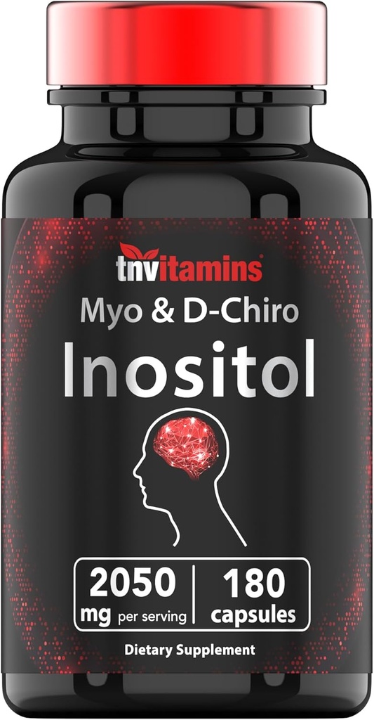 Tnvitaminer Inositol: 2,050mg - 180 kapsler | Inositol pulver kapsler for kvinner og menn | 40:1 Forholdet mellom Myo-Inositol til D-Chiro Inositol | Laget i USA!
