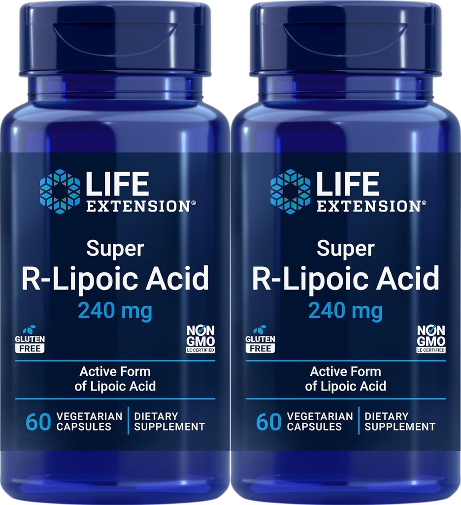 Livslengde Super R-Lipoic Acid 240 mg, 60 vegetariske kapsler (pakke med 2)