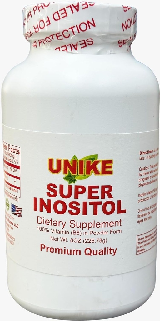 Super Inositol Diett Supplerende / Inositol (Vitamin B8) pulver for hormonell balanse, fruktbarhet og ovarisk støtte | Glutenfri, Vegan 8 Oz (Pack of 1)