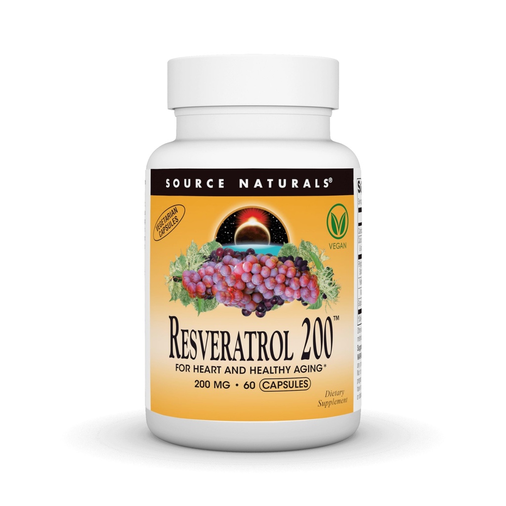 Kilde Naturals Resveratrol, for hjerte og sunn aldring * - 200 mg-60 vegetariske kapsler