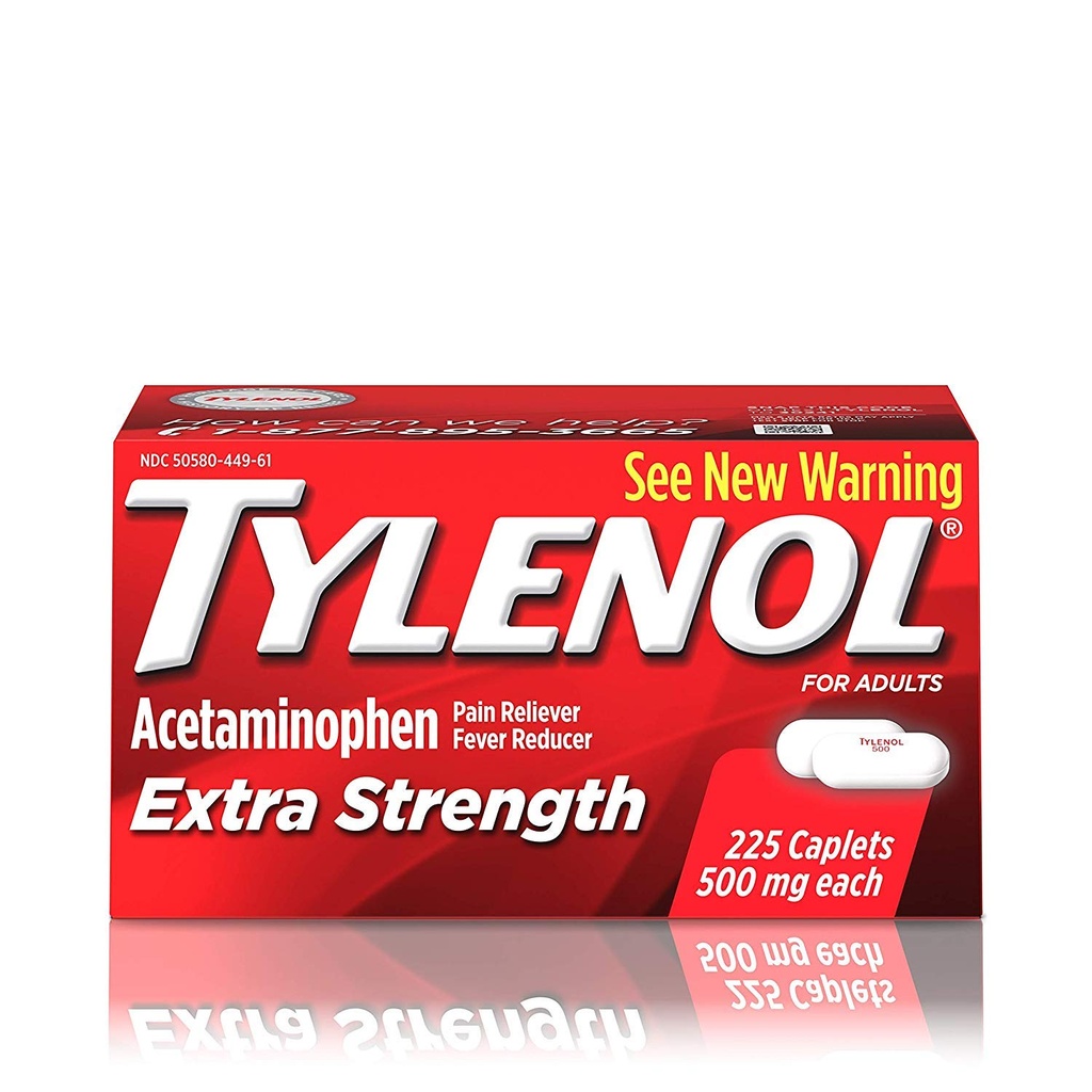 Tylenol Extra styrke kapler med 500 mg Acetaminophen, smertefri og feber Reduser, 225 ct