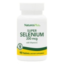 NaturesPlus Super Selenium Complex - 200 mcg, 90 vegetariske tabletter - essensielt mineraltilskudd med vitamin E - fremmer sunn thyroid - antioksidant - Glutenfri - 90 serveringer