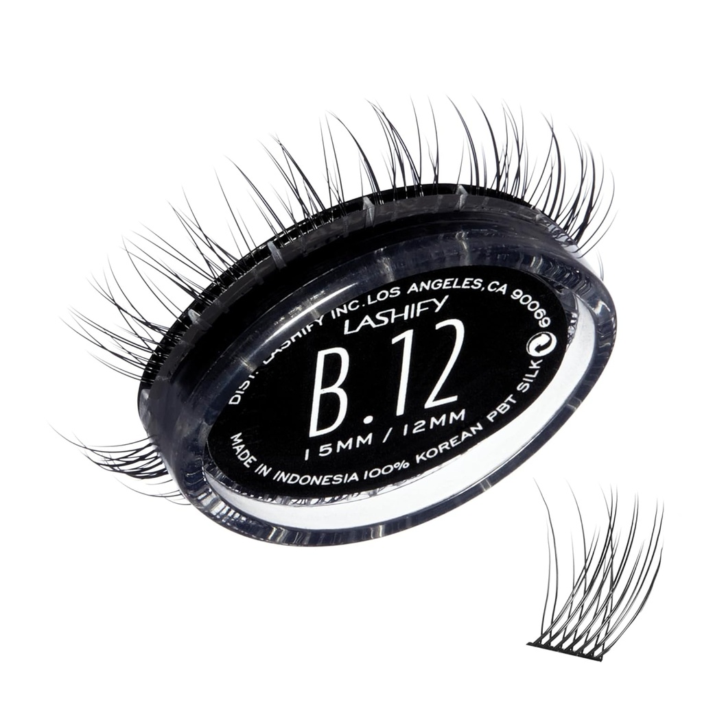 Lashify Bold 12mm Gossamer DIY Eyelash utvidelser fylle, svart, enkle falske øyenvipper for et naturlig utseende