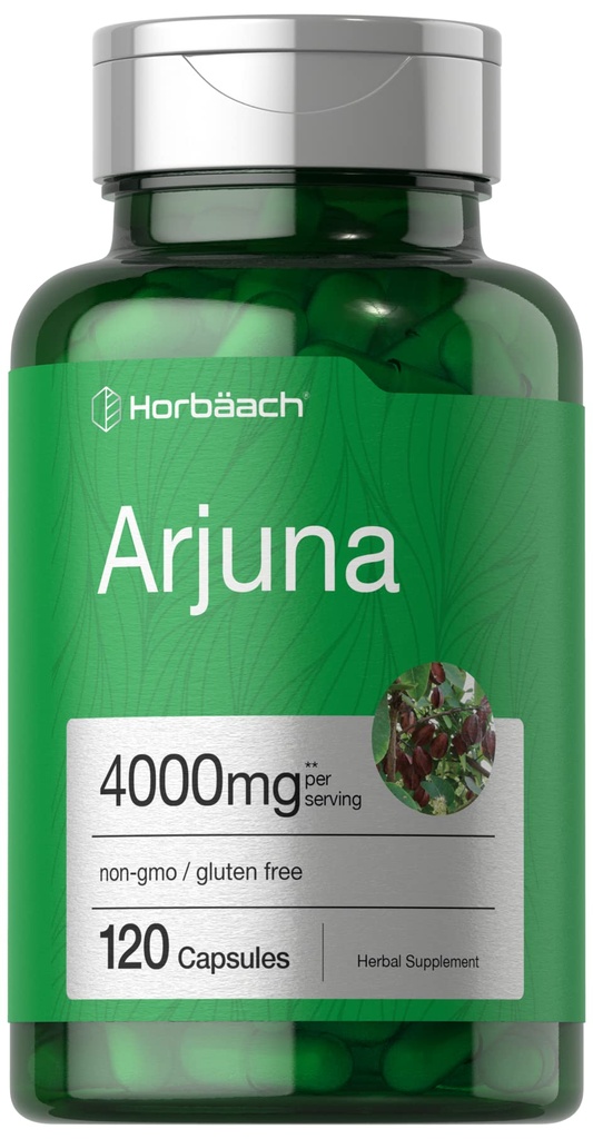 Horbaach Arjuna Kapsler 4000mg | 120 greve | Ikke-GMO, Glutenfri | fra Arjuna Bark Herb Extract