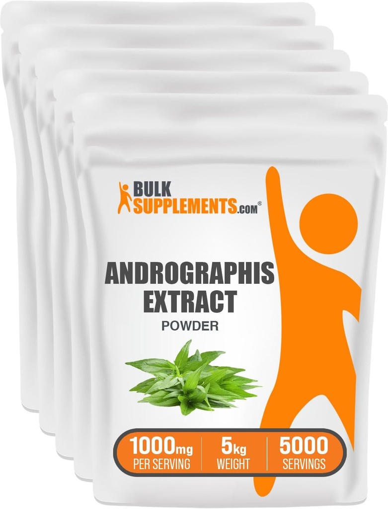 BulkSupplements.com Andrographis Ekstrakt pulver - Andrographis Paniculata, Herbal Supplement, Andrographis pulver - Glutenfri, 1000mg per servering, 5kg (11 lbs)