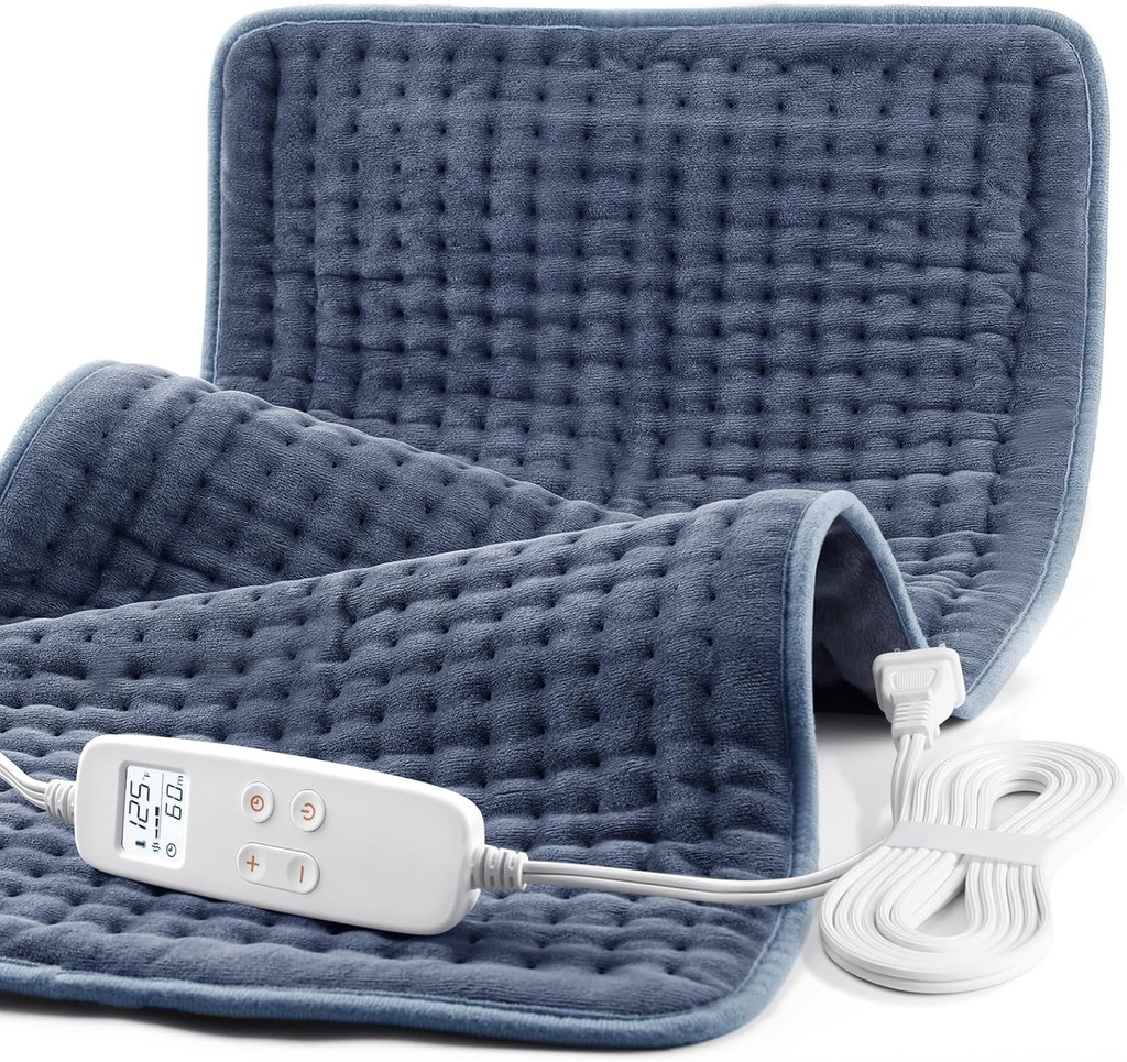 Varmepad for rygg smerte relief, Ekstra stor 33 x 17, Bærbar varmepad for skulder, hals, krumpe, menstruasjonssmerter, med oppgradert 6 timer og 6 temperaturkontroller