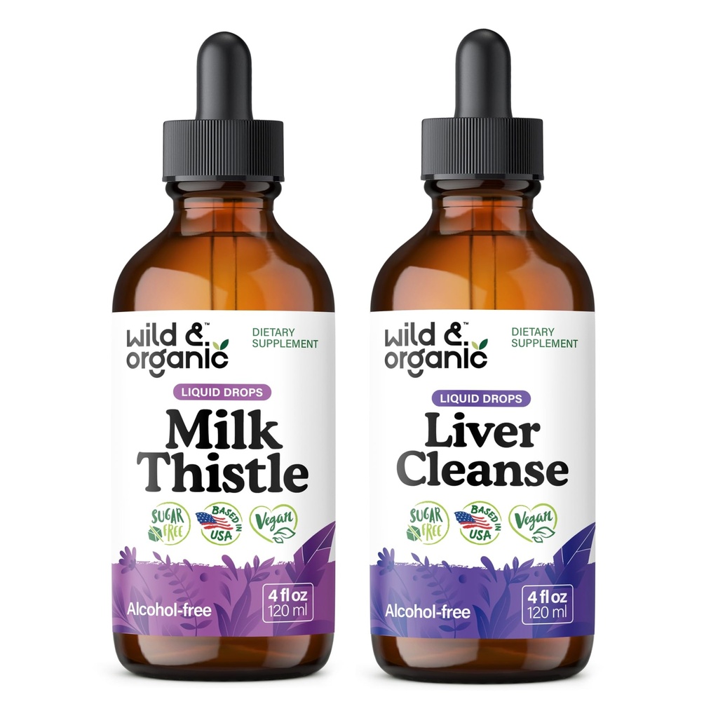 Wild & Organic Milk Thistle Tinktur 4 fl oz & Liver Cleanse Tinktur 4 fl oz