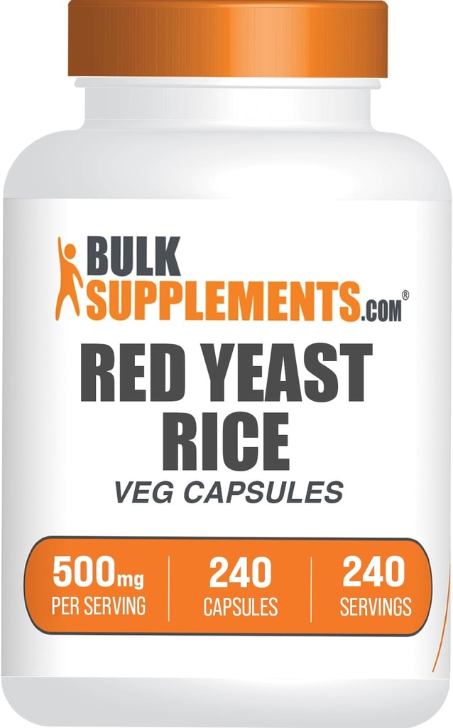 BulkSupplements.com Rød Yeast Rice Capsules - Rød Yeast Rice Supplement, Herbal Supplement - Vegansk, 1 Kapsel per Servering, 240 Veg Kapsler (Pack of 1)