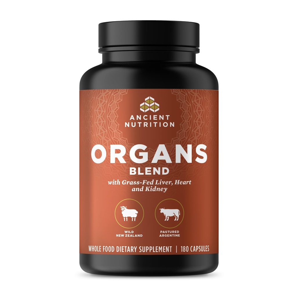 Gamle ernæring organ kosttilskudd, Grass-Fed og Wild Organ Complex Kapsler, Lever, hjerte, nyre støtte organ, kognitiv og immunsystem helse, 180 Ct