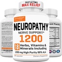 Nevropati støtte Supplement med 1200 mg HP-99 Alpha Lipoic Acid - Max styrke ALA Nerve Formula for føtter Håndfinger ben - Ultra Potent 18 i 1 Naturlig Perifer Nerve vitaminer - 180 Kapsler
