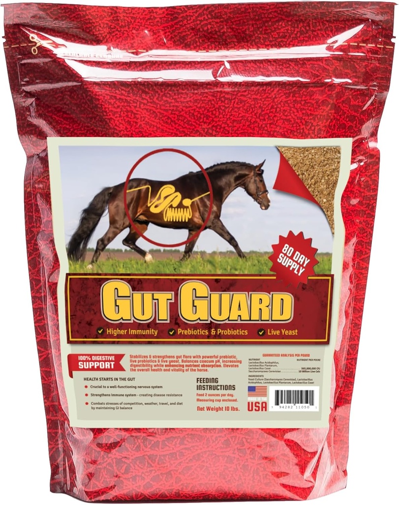Equine Gut Guard 10 lb, probiotiske og prebiotiske hest kosttilskudd for Gut helse