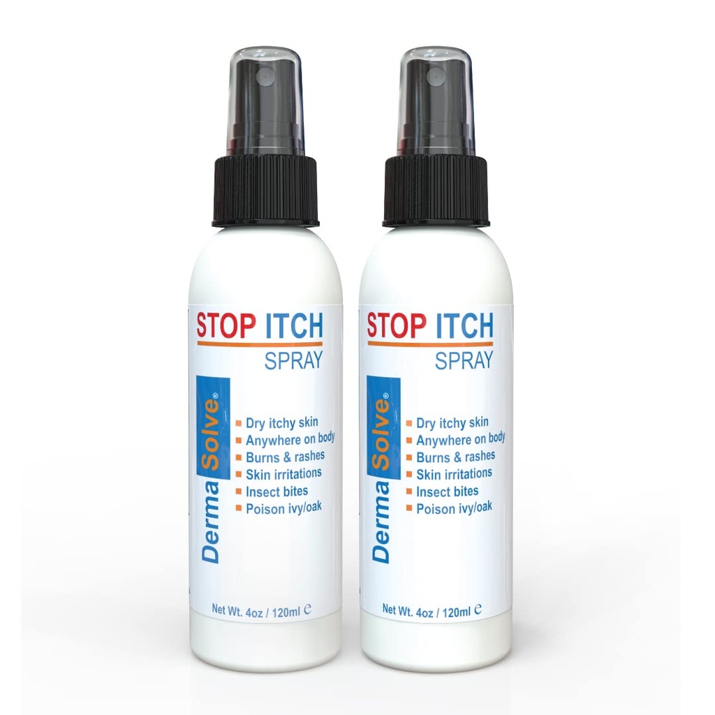 Dermasolve Stop Itch Spray med 100% organisk Neem Olje, Scalp og Body Psoriasis Relief, Tørr hud, Bites, Sunburn, Burner og Rashes