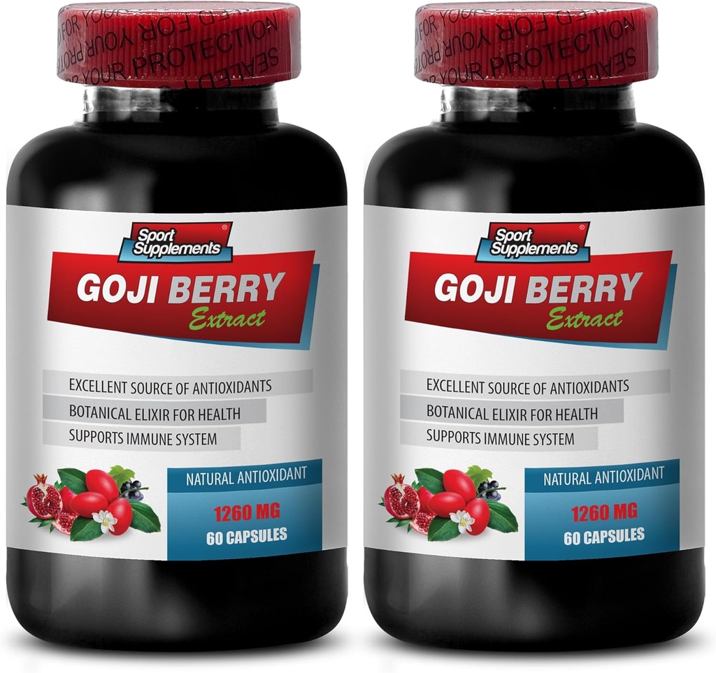 Immunforsvar - Goji Berry Extract Complex - Natural Vitality Pills, Kraftig antioksidant, Pomegranate Extract, Body Detox Complex, Holistisk wellness støtte, Natural Energy Boost, 2 Bot 120 Caps