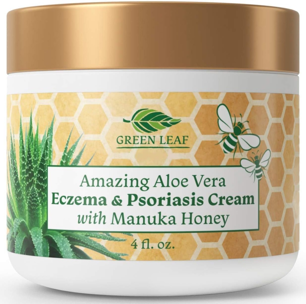 Manuka Honning Eczema Cream Moisturizing Lotion for Psoriasis Relief - kløe, tørr hud Rash Ointment - Soothing Moisturizer for baby, barn, voksne - høy styrke kropp & ansikt krem 4oz