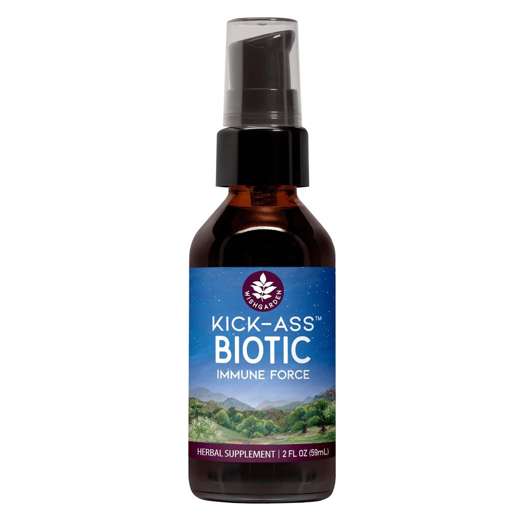 ØnskeGarden Herbs Kick-Ass Biotic Immune Hero - Plantebasert Herbal Biotic Formula med Usnea Lichen, Hops, Echinacea & Goldensel, støtter sunn immunforsvar, pustende og lymfesystemfunksjon, 2oz