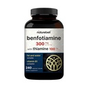 NatureBell Benfotiamin 300mg med Thiamin 100mg per servering ® 240 Veggie kapsler - essensielt vitamin B1 Benfotiamin Supplement - Vegetarvennlig