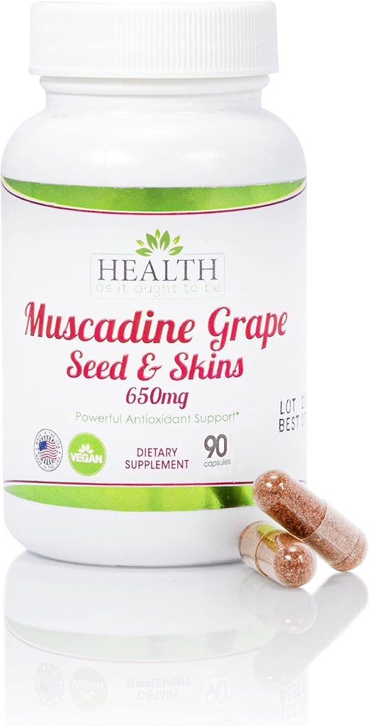 Helse som det kan være Muscadine Grape frø og hud 650 mg Supplement | lege formulert kraftig antioksidant støtte utover den gjennomsnittlige grape | 90 kapsler