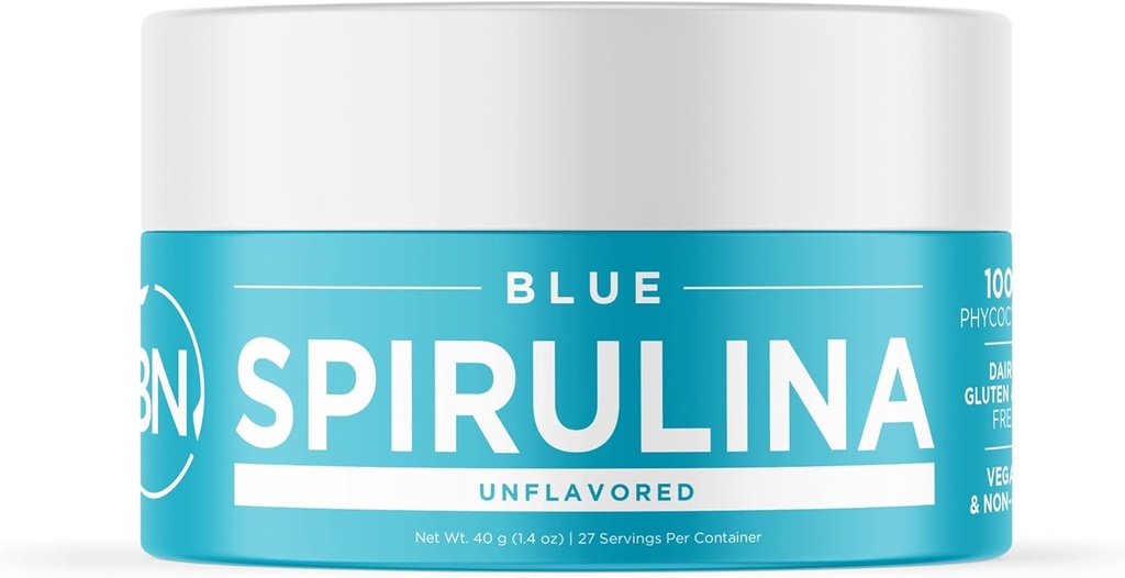 Blå Spirulina Powder Organic - USDA Certified - RAW Nutrient Dense Over 70% Protein Per Serving - Purest Source Vegansk Protein - Supermat - Rik på vitaminer og mineraler