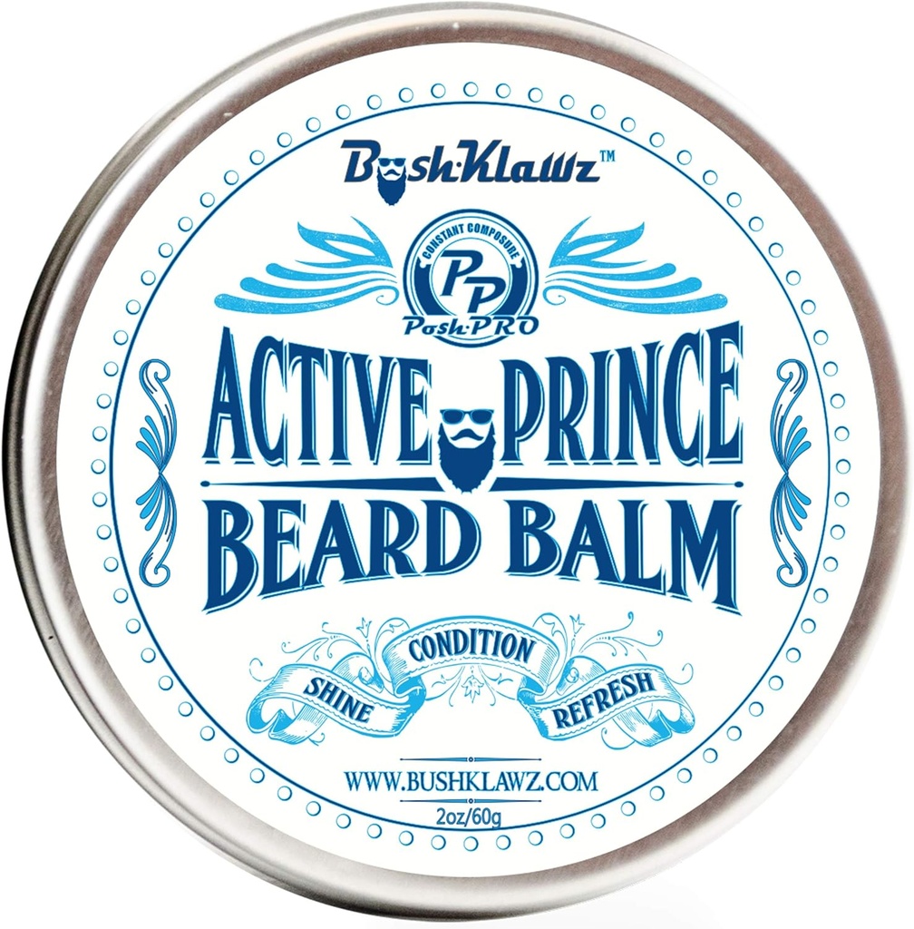 BushKlawz Beard Balm Leave-in Conditioner, 2 oz - Aktiv Prince Scent - Beste balsam for menns skjegg og gave