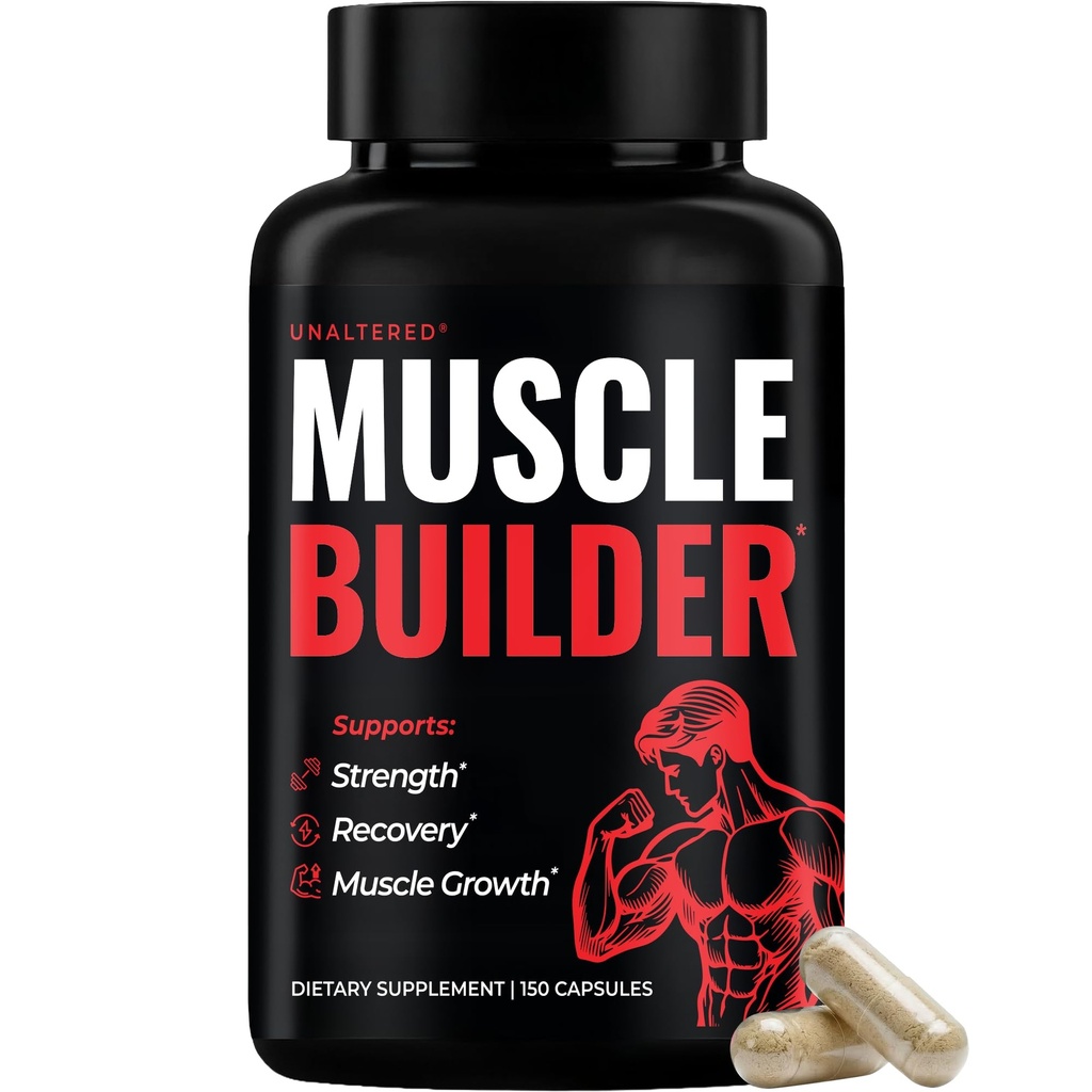 UNALTERT anabole muskelbyggere for menn - vekst, størrelse, styrke - naturlig muskelbygging kosttilskudd og energi booster - Tribulus terrestris, Ginseng, vitamin D3, Ashwagandha - 150 kapsler